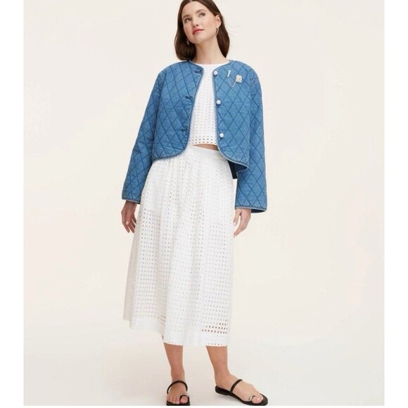 Women's Quilted Denim Jacket - kate spade x Target Blue size LARGE NEW - Picture 3 of 5